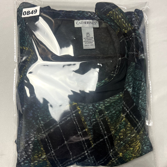 Catherines Womens 2X Blue Green Black Whimsigoth Sheer Trim Tunic Top Blouse - Picture 10 of 11